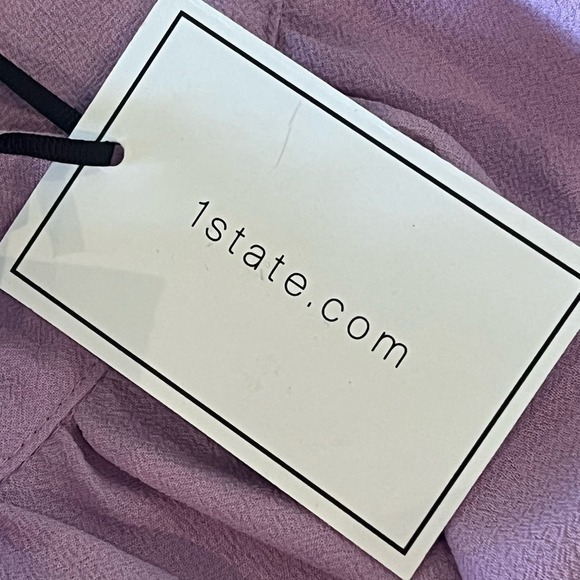 1.‎ STATE SLEEVELESS MOCK TIE NECK BLOUSE IN VIOLET TULLE NWT WOMEN'S SIZE LARGE - Picture 13 of 15